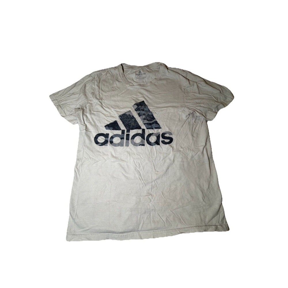 Adidas T Shirt Mens Medium White Big Logo Graphic Athletic Tee